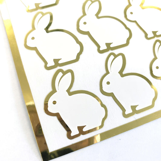 White Easter Bunny Stickers, set of 30 cute vinyl bunnies for Spring crafts, Easter baskets and cards.