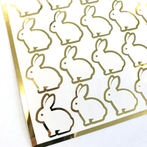 White Easter Bunny Stickers, set of 30 cute vinyl bunnies for Spring crafts, Easter baskets and cards.