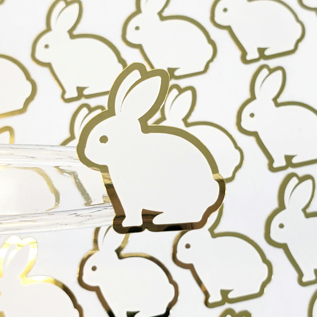 White Easter Bunny Stickers, set of 30 cute vinyl bunnies for Spring crafts, Easter baskets and cards.
