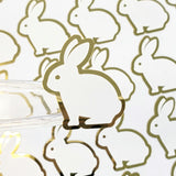White Easter Bunny Stickers, set of 30 cute vinyl bunnies for Spring crafts, Easter baskets and cards.