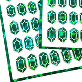 Green rupee stickers, set of 36, May birthstone.