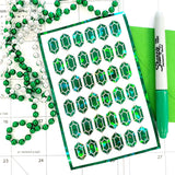 Green rupee stickers, set of 36, May birthstone.