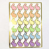 Easter Bunny Stickers, set of 30 cute pastel rainbow color rabbit stickers for Spring crafts, Easter decor and cards.