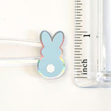 Pastel Rainbow Bunny Stickers, set of 42 Easter Rabbit stickers for spring decor, cards, gift tags and scrapbook pages. Silver outline.