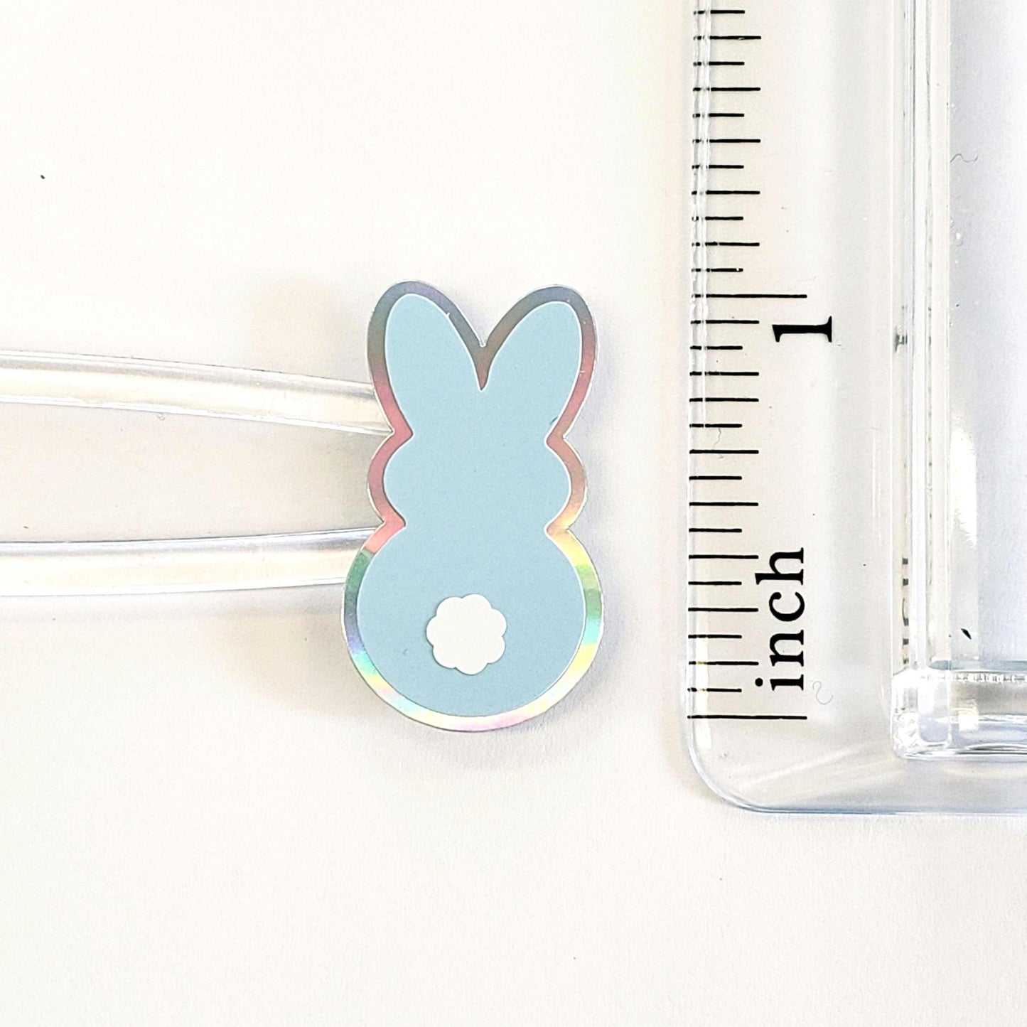 Pastel Rainbow Bunny Stickers, set of 42 Easter Rabbit stickers for spring decor, cards, gift tags and scrapbook pages. Silver outline.