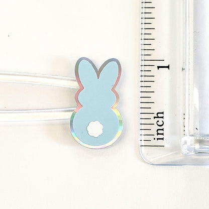 Pastel Rainbow Bunny Stickers, set of 42 Easter Rabbit stickers for spring decor, cards, gift tags and scrapbook pages. Silver outline.