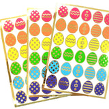 Easter Egg Stickers, set of 30 bright color polka dot egg decor for cards, journals and scrapbook embellishments. Gold outline.