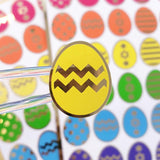 Easter Egg Stickers, set of 30 bright color polka dot egg decor for cards, journals and scrapbook embellishments. Gold outline.