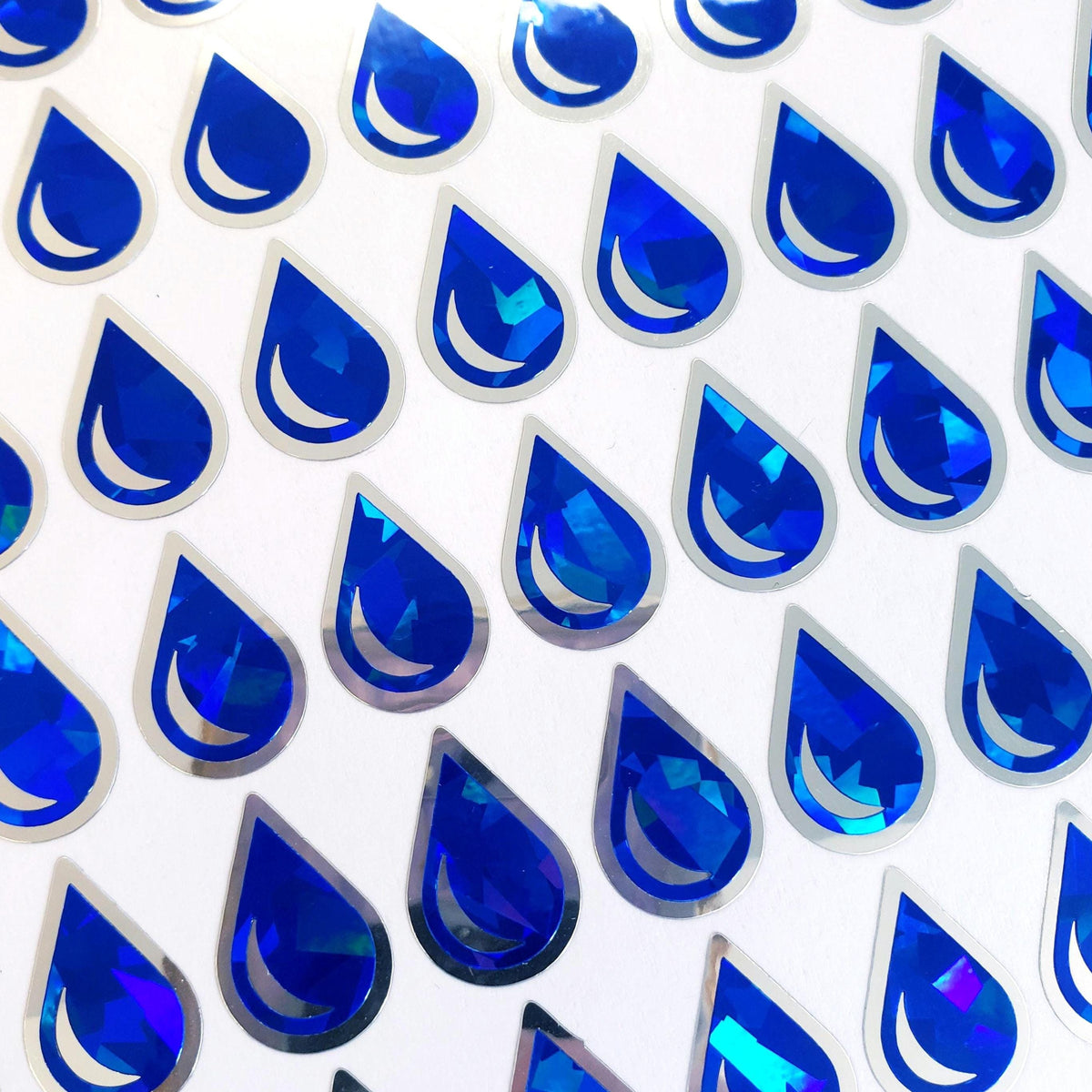 Rain Stickers, set of 64 dark blue teardrop shaped stickers for weather tracker, school science project, water plants and drink reminder.