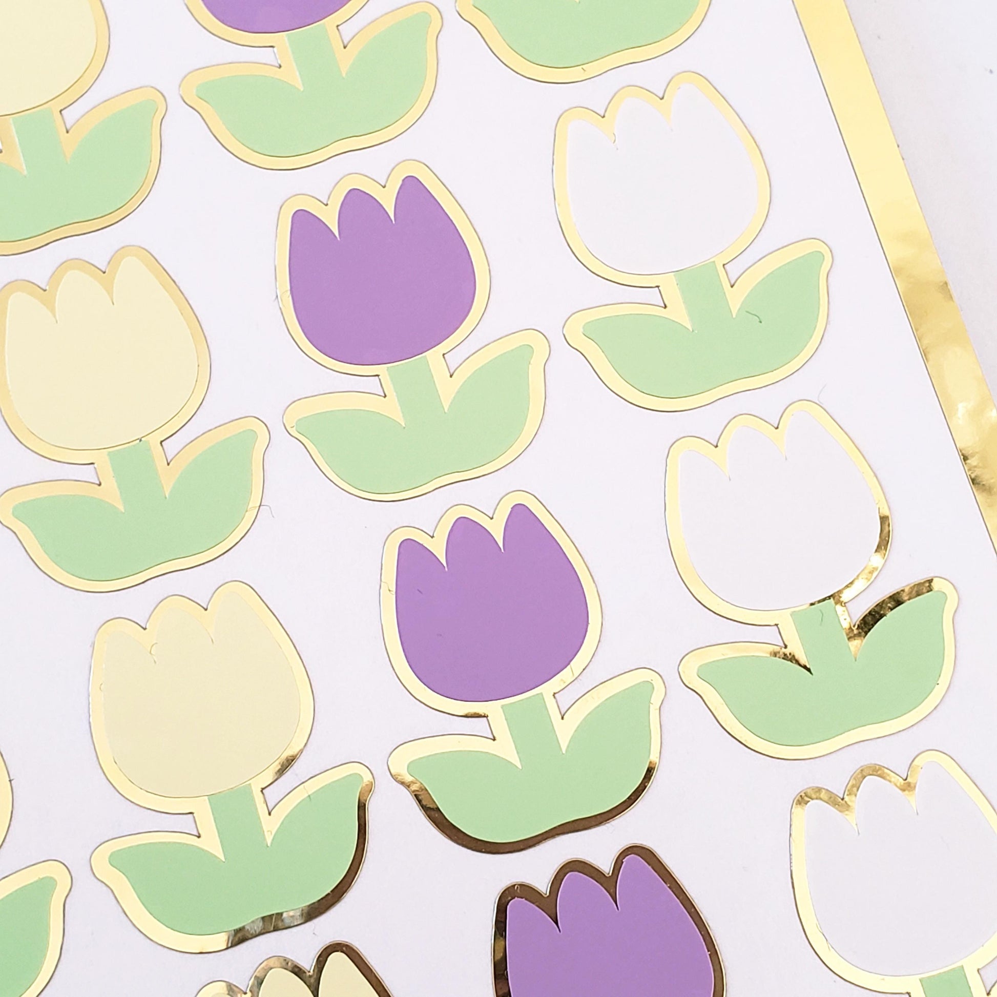 Tulip Stickers, set of 30 small flowers in spring pastel colors for scrapbook pages, Easter cards, envelopes and journal embellishments.