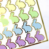 Easter Bunny Stickers, set of 30 cute pastel rainbow color rabbit stickers for Spring crafts, Easter decor and cards.