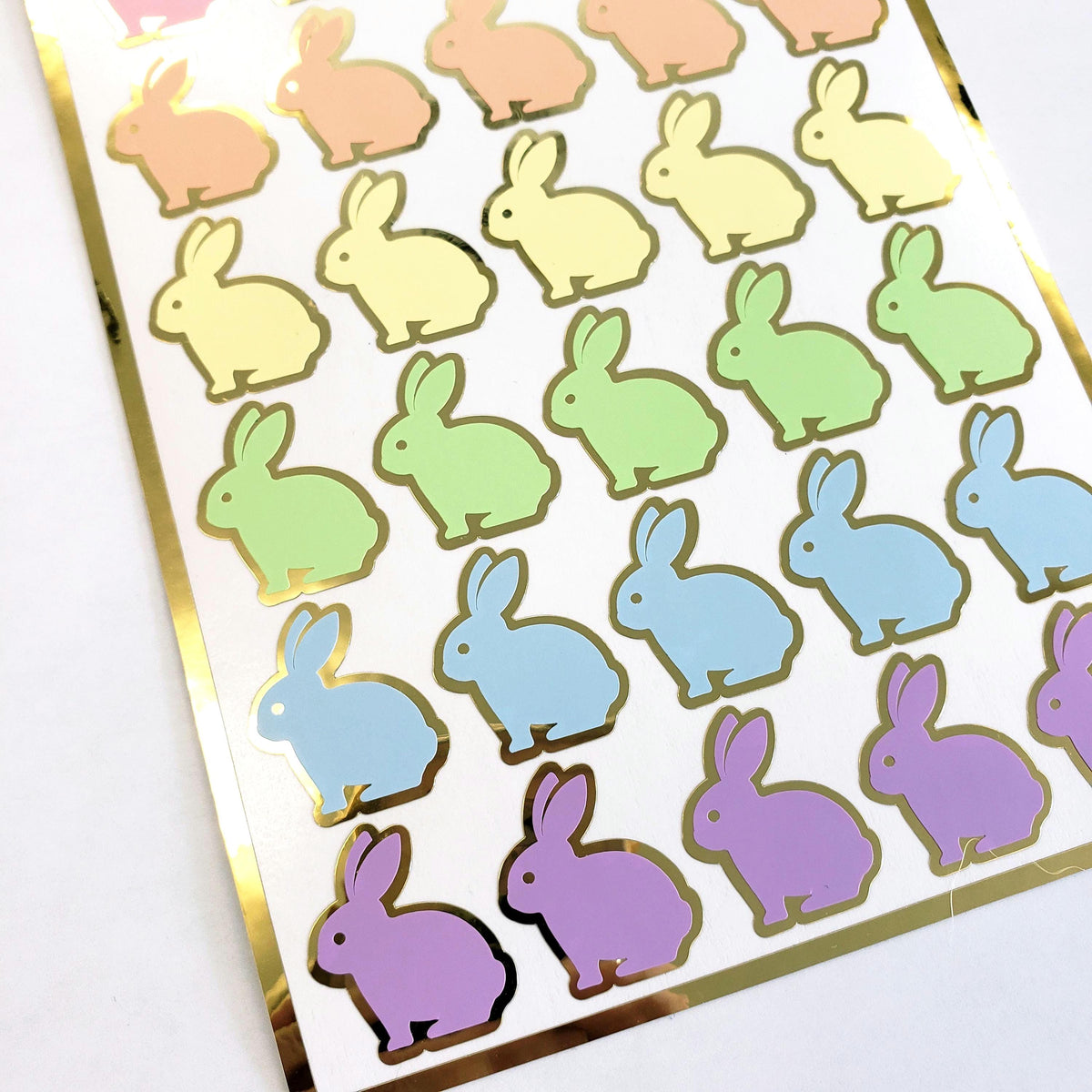 Easter Bunny Stickers, set of 30 cute pastel rainbow color rabbit stickers for Spring crafts, Easter decor and cards.