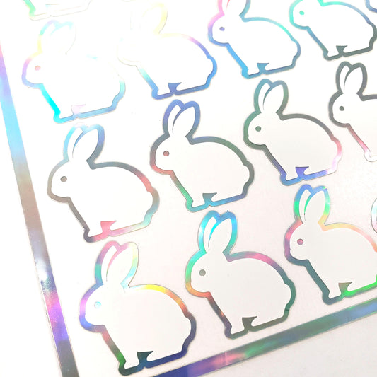 White Easter Bunny Stickers, set of 30 cute vinyl bunnies