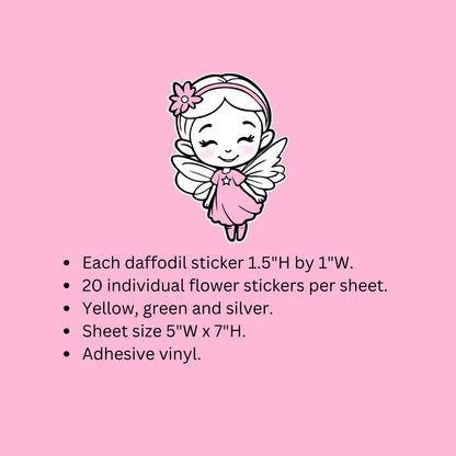 Daffodil Flower Stickers, set of 20 Spring Blooms for Easter Cards, gift tags, garden journals and plant stake label, gift for Mom. Silver