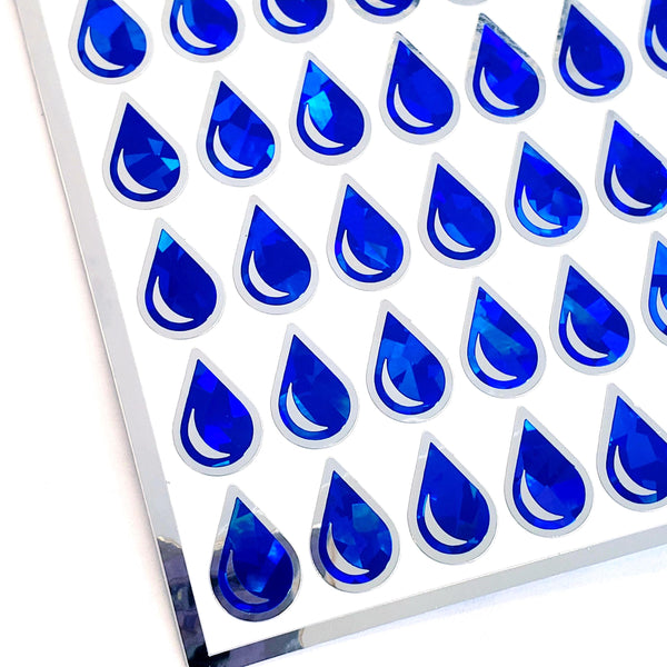 Rain Stickers, set of 64 dark blue teardrop shaped stickers for weather tracker, school science project, water plants and drink reminder.