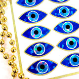 Purple Eyes Sticker Sheet, set of 20 sparkly evil eye stickers for good luck spiritual protection symbol, karma charm, third eye stickers