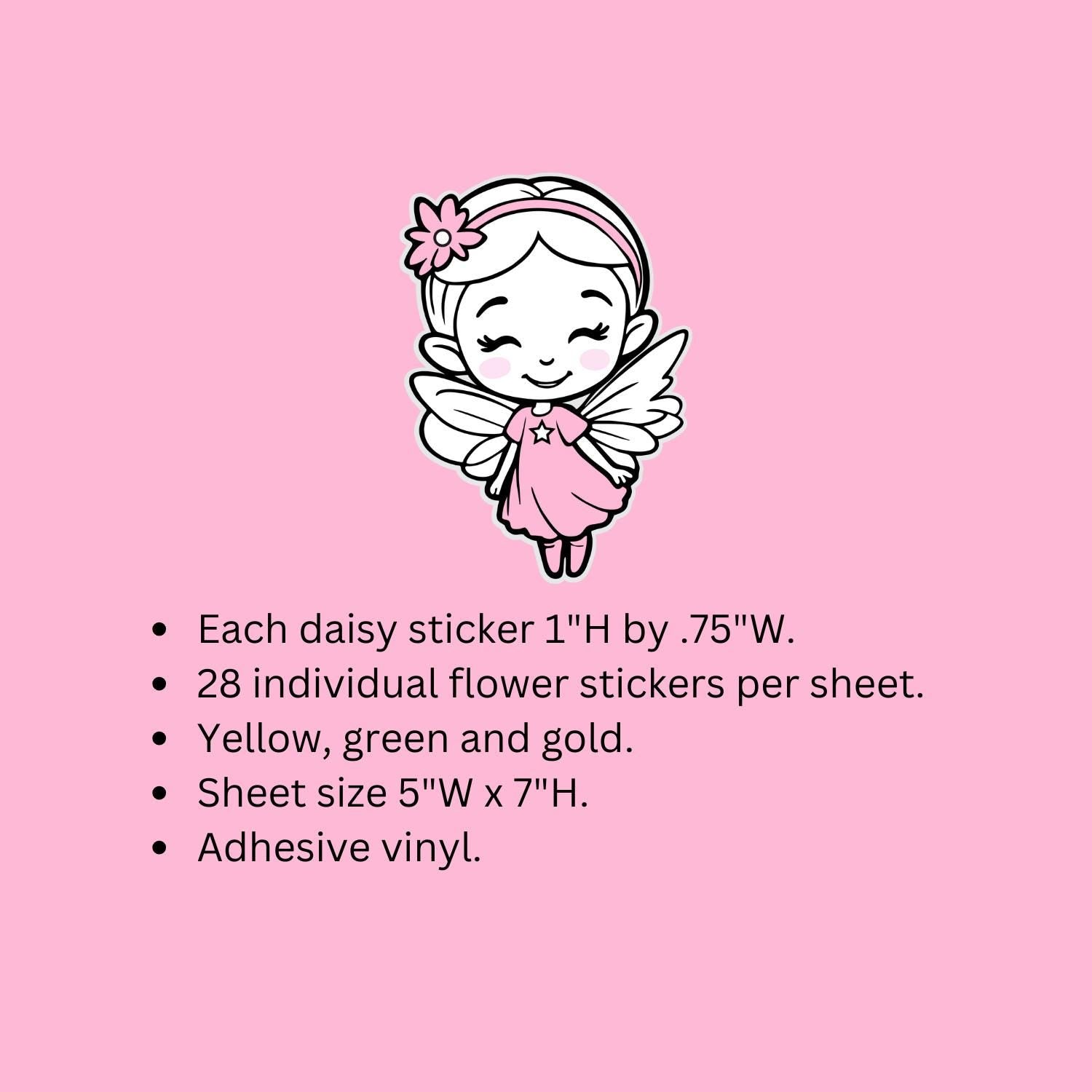 Light Yellow Daisy Flower Stickers, set of 28 small spring bloom decals for scrapbook pages, cards, envelopes and journal embellishments.