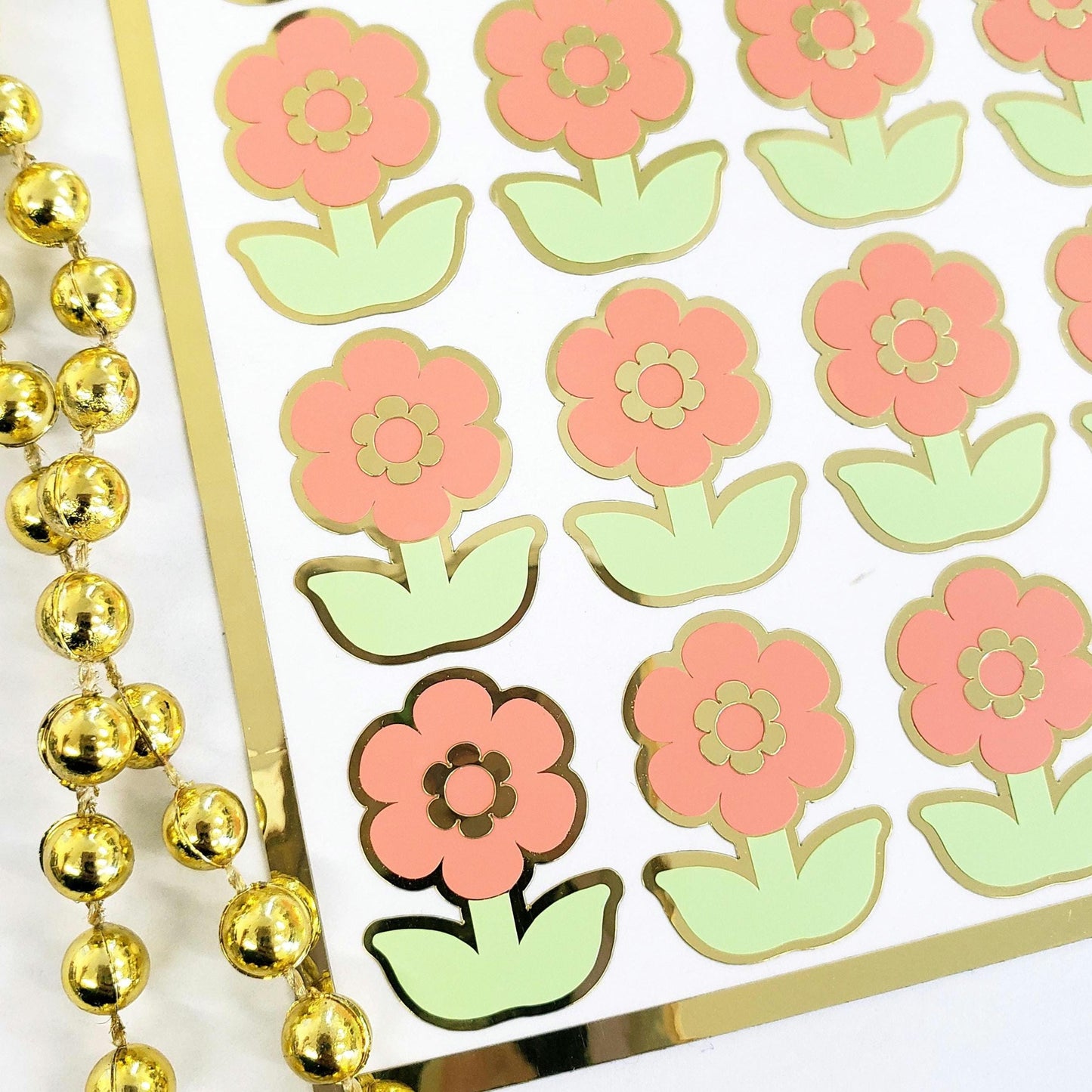 Pastel Orange Daisy Flower Stickers, set of 28 small spring bloom decals for scrapbook pages, cards, envelopes and journal embellishments.