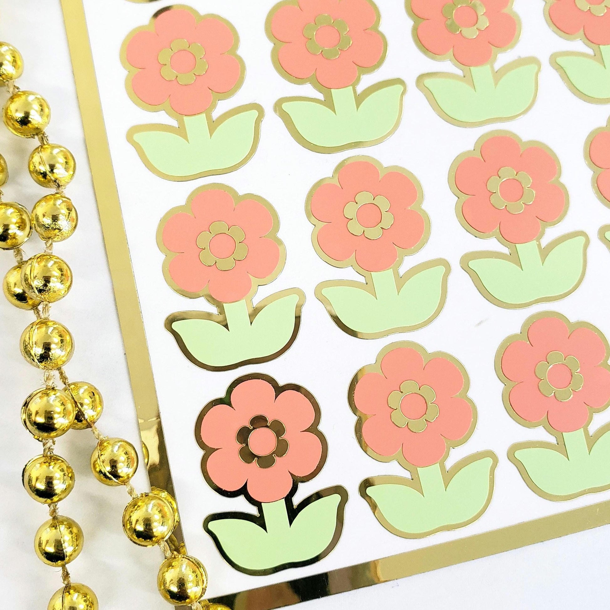 Pastel Orange Daisy Flower Stickers, set of 28 small spring bloom decals for scrapbook pages, cards, envelopes and journal embellishments.