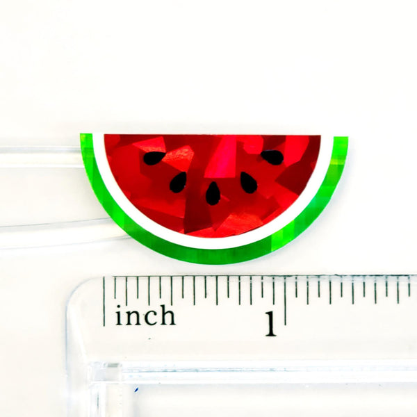 Watermelon Slice Stickers, set of 24 sparkly summer fruit vinyl decals. Larger size