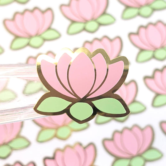 pink and gold lotus flower stickers