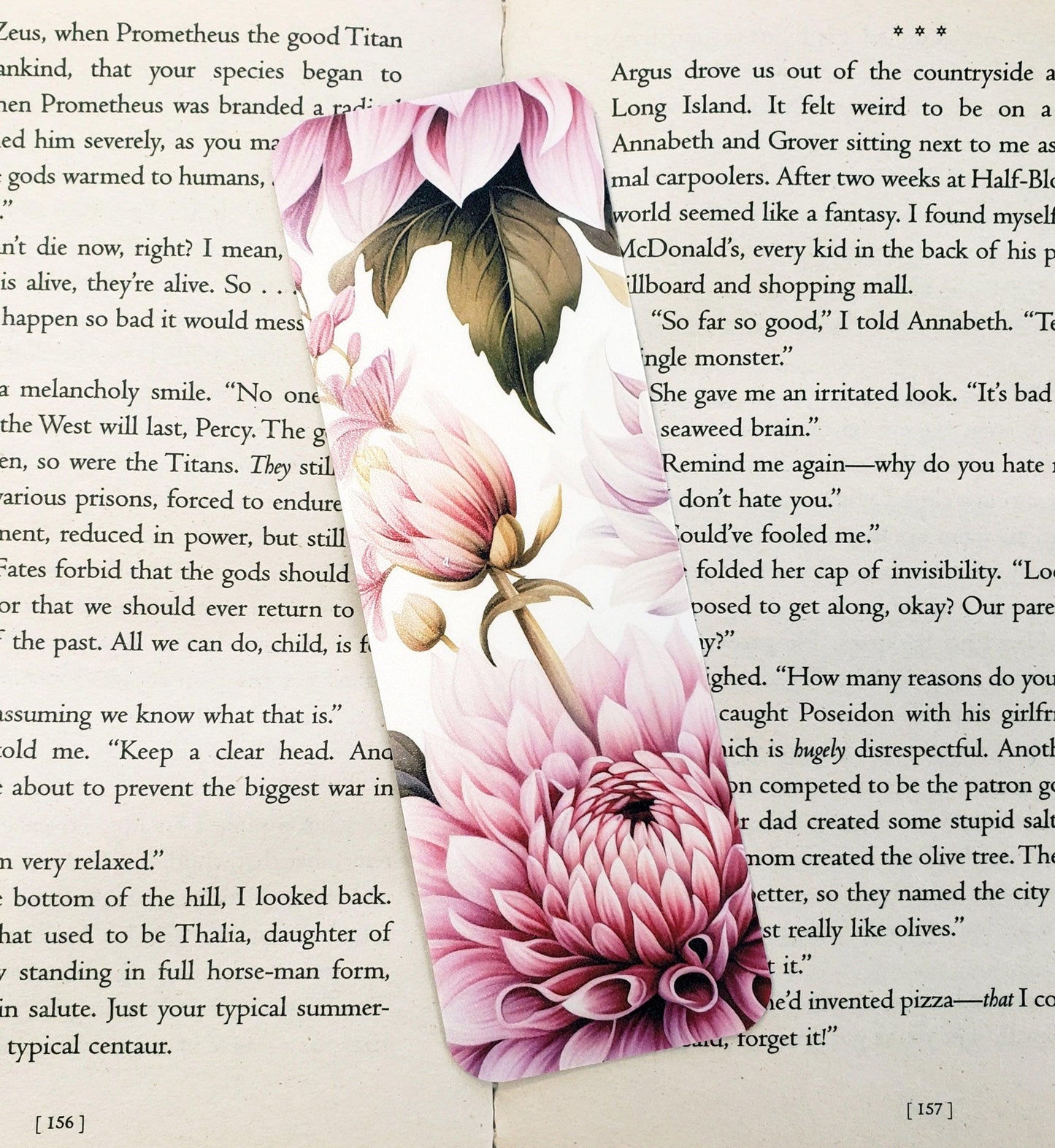Pink Dahlia Flower Bookmark