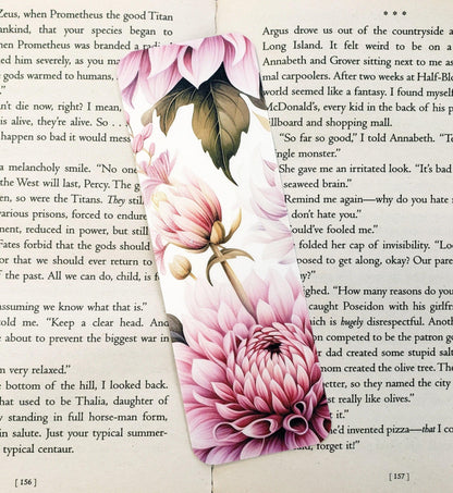 Pink Dahlia Flower Bookmark