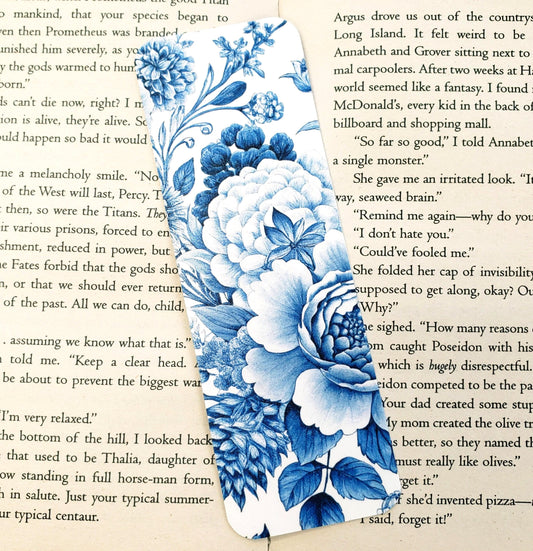 blue floral printed bookmark