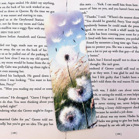 handmade bookmark printed dandelion design double sided