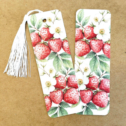 Strawberry Print Bookmark with tassel