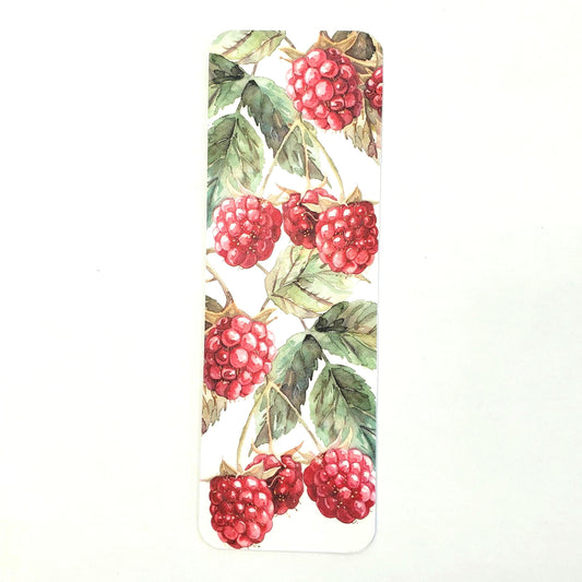 Raspberry Bookmark with tassel, botanical fruit design on bookmark. book club