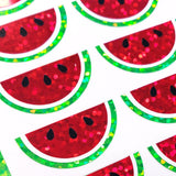 Red Watermelon Stickers, set of 48 sparkly summer fruit vinyl decals.
