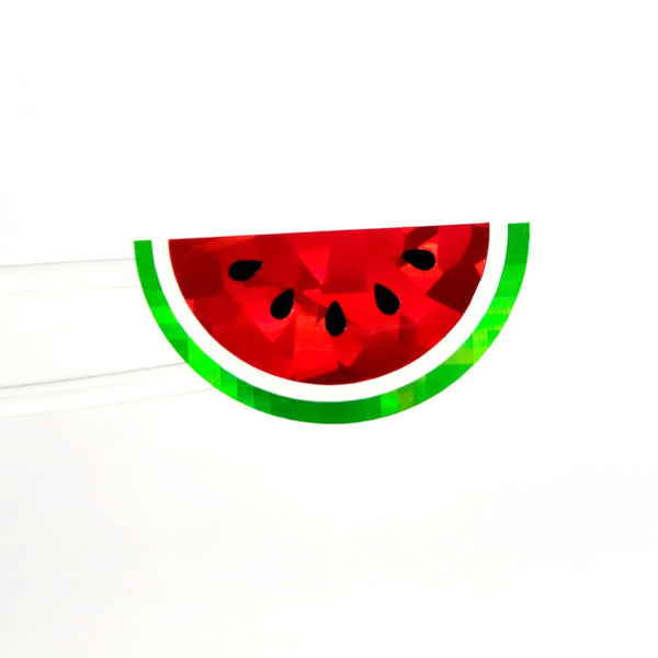 Watermelon Slice Stickers, set of 24 sparkly summer fruit vinyl decals. Larger size