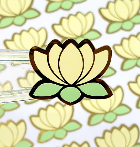 yellow lotus flower stickers with gold outline