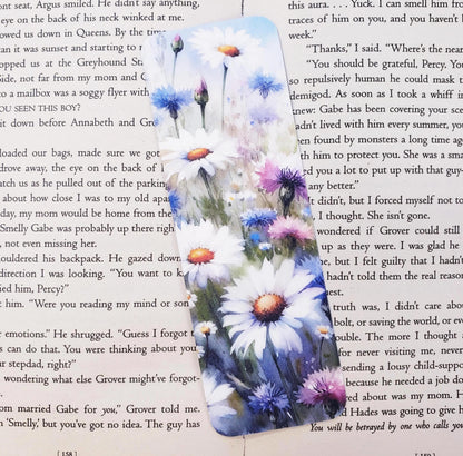 Wildflower Daisy Bookmark with tassel, double-sided