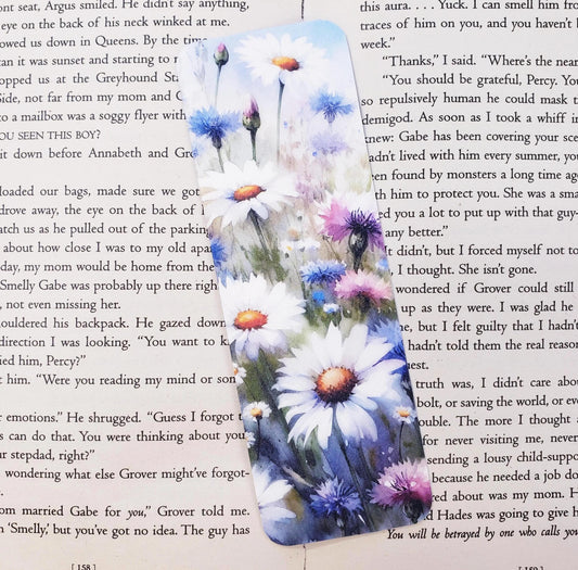 Wildflower Daisy Bookmark with tassel, double-sided