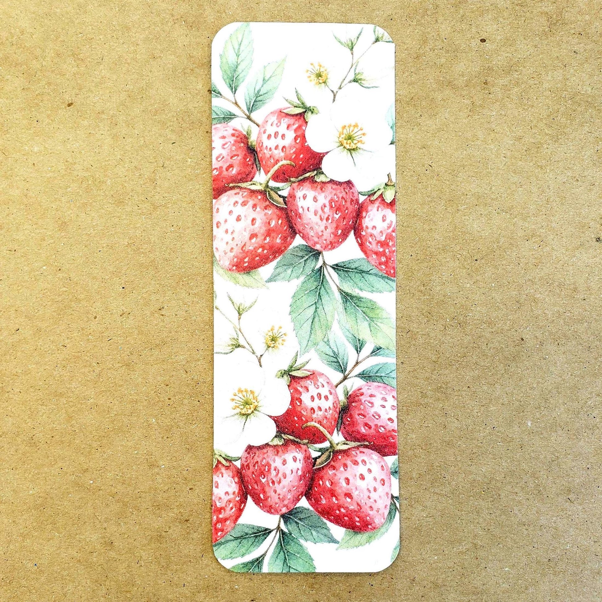 Strawberry Print Bookmark with tassel