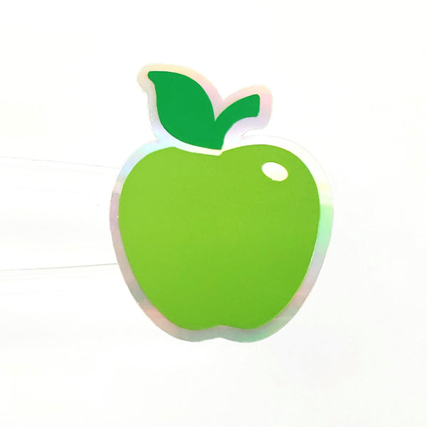 Green Apple Stickers, set of 30 small peel and stick apple vinyl decals for teachers, journals, recipe cards and envelopes.