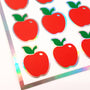 Red Apple Stickers, set of 30 small peel and stick apple vinyl decals for teachers, journals, recipe cards and envelopes.