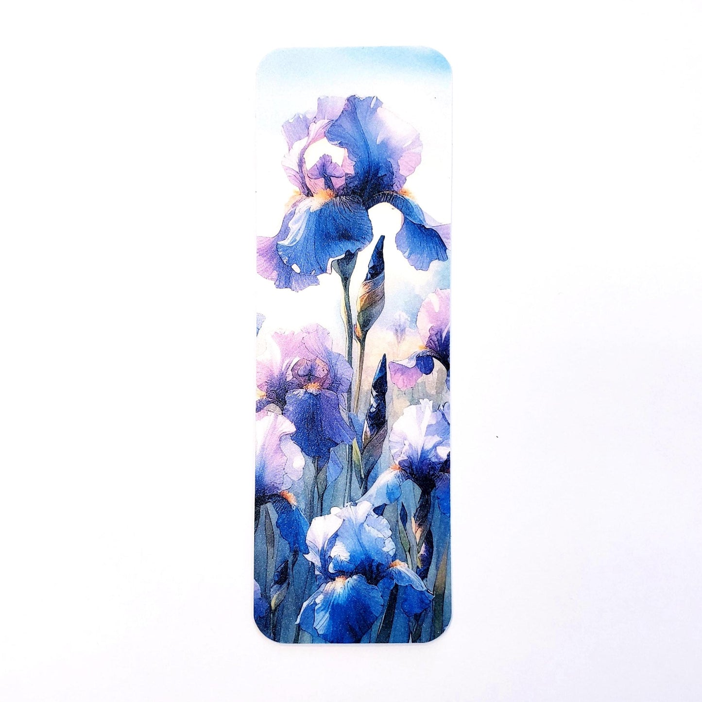 Purple Iris Flower Bookmark with tassel, double-sided