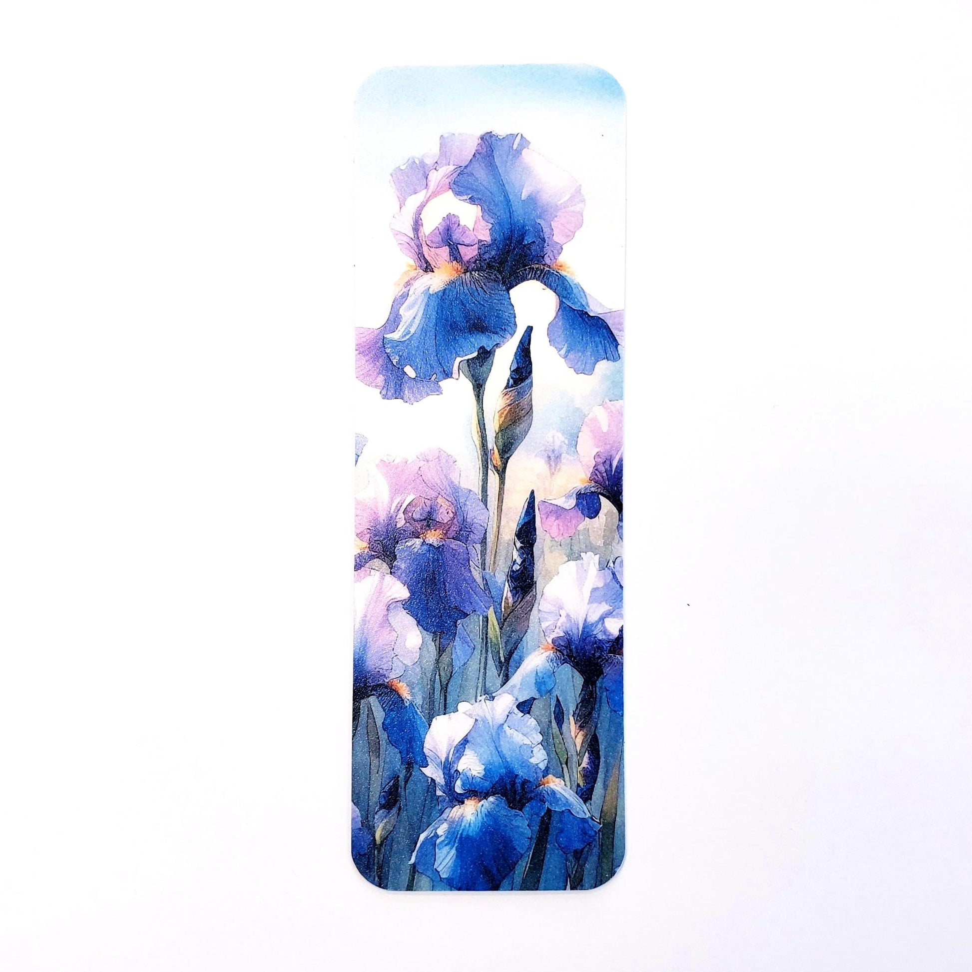 Purple Iris Flower Bookmark with tassel, double-sided