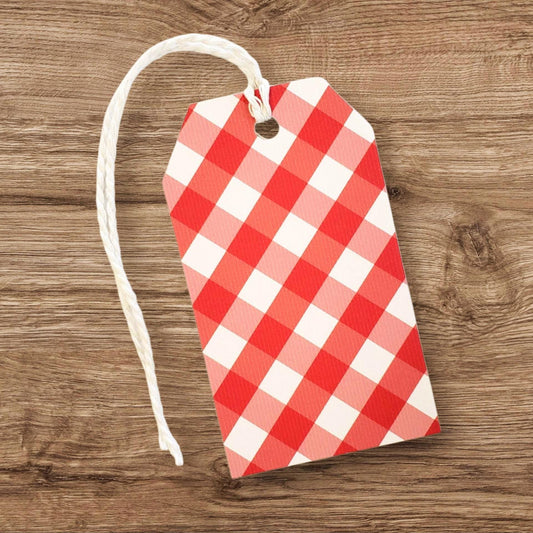 Gingham Gift Tags – Red and White – Double-Sided To/From Tags – Printed Cardstock Tags for Gifts, Holidays, or Parties