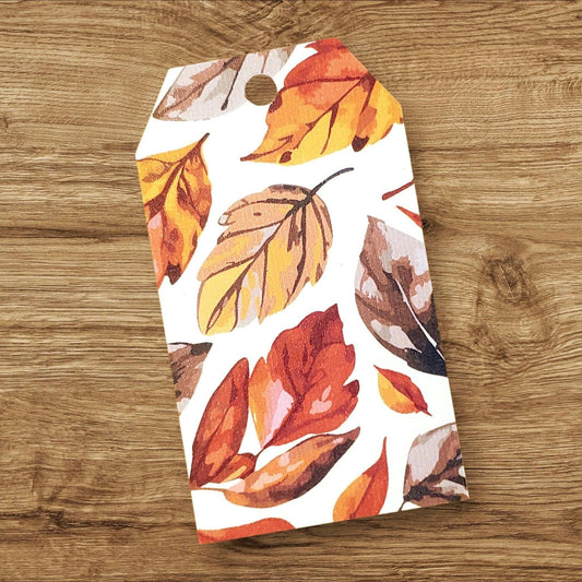 Autumn Leaves Gift Tags, Double-Sided Favor Bag Tags, Printed Cardstock Labels for Gifts, Fall Holidays and Birthday Parties, set of 12