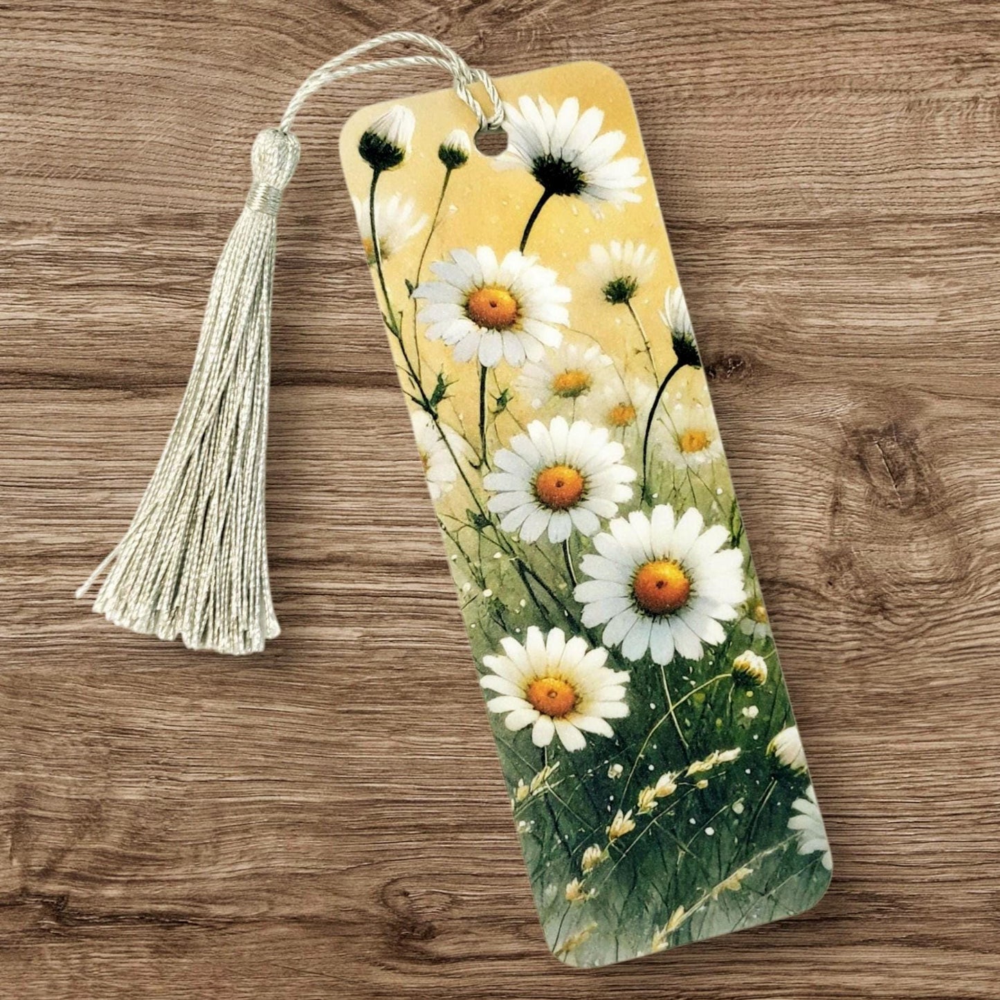 Daisy Bookmark with tassel, double-sided