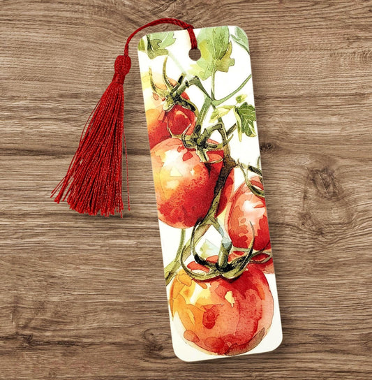 Tomato Bookmark with Tassel – Botanical Vegetable Garden Design, Gift for Gardeners & Italian Cooking, Cookbook Page Marker, Farmers Market