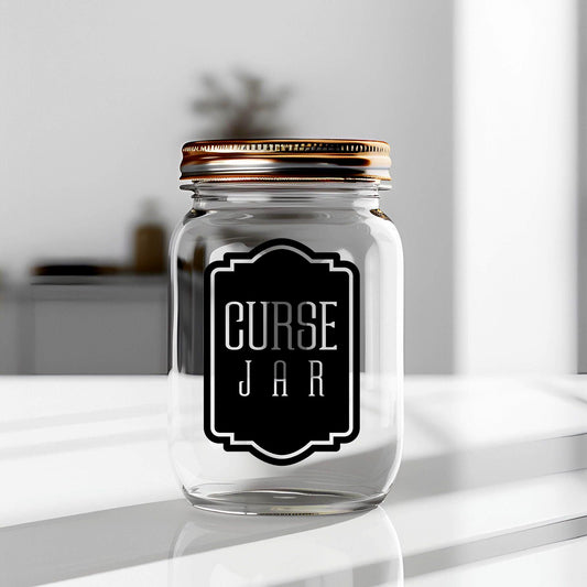 Curse Jar Decal, funny money container for kids and adults, DECAL ONLY, swear jar sticker for container
