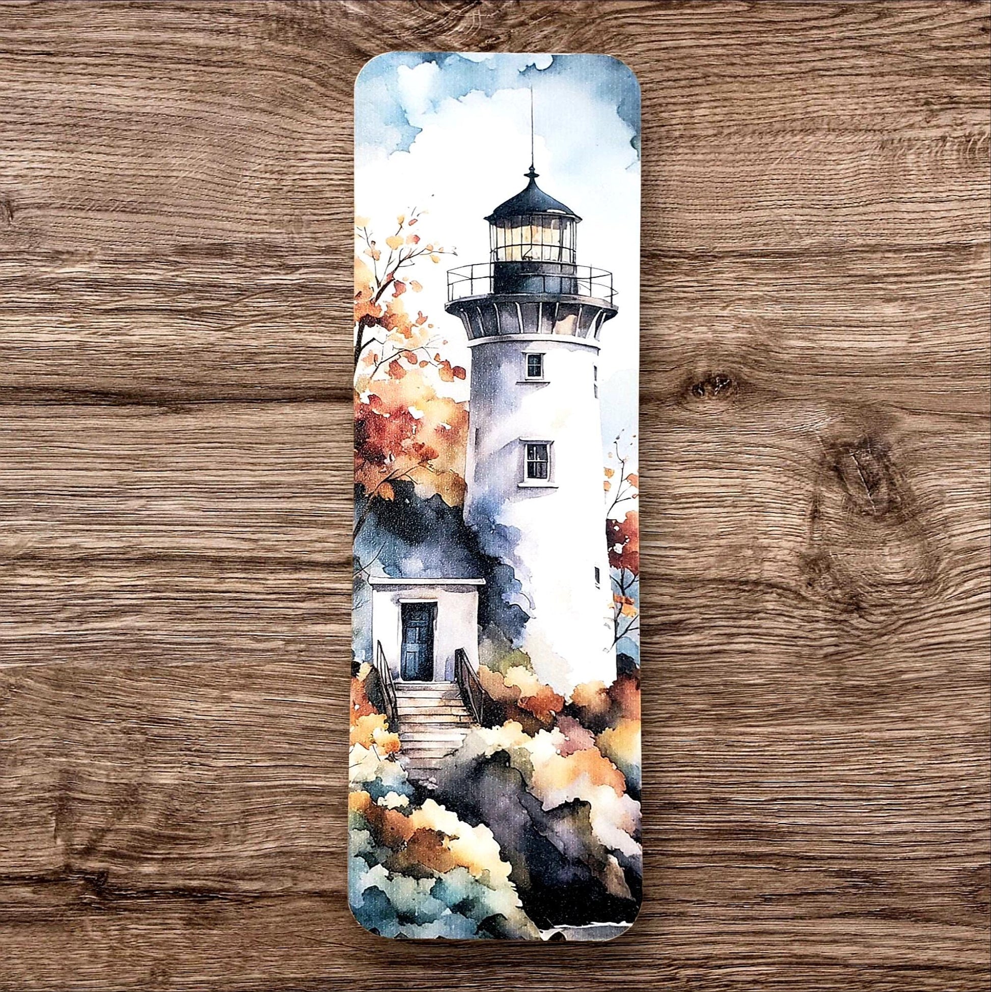 Lighthouse Bookmark with Tassel, double-sided