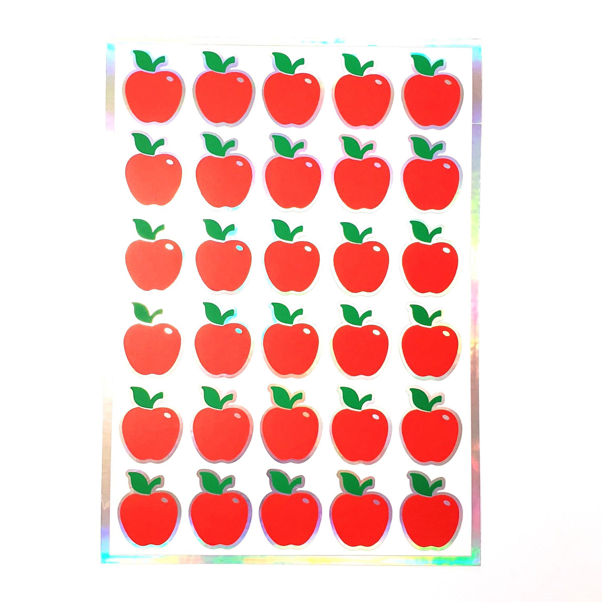 Red Apple Stickers, set of 30 small peel and stick apple vinyl decals for teachers, journals, recipe cards and envelopes.