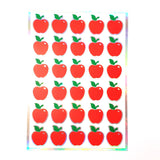 Red Apple Stickers, set of 30 small peel and stick apple vinyl decals for teachers, journals, recipe cards and envelopes.