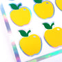Yellow Apple Stickers, set of 30 small peel and stick apple vinyl decals for teachers, journals, recipe cards and envelopes.